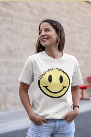 Jesus Loves You Smiley Face Tee